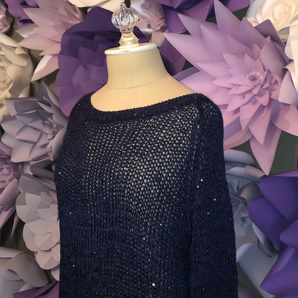 Medium/Large Navy Knitted Sparkly Sweater - Picture 3 of 4